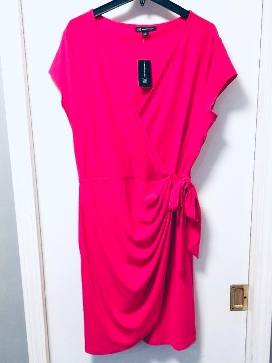 INC International Concepts Dresses & Skirts - INC International Concepts Faux Wrap Fuchsia Stretch Dress Large NWT